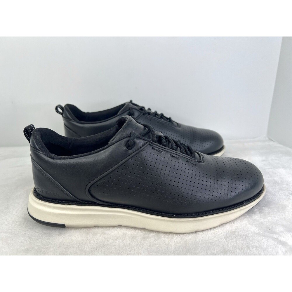Cole Haan Grand Atlantic Sneakers Mens 8.5 Black Ivory Perforated Leather Shoes